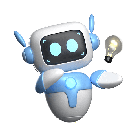 Mit Glühbirne KI-Roboter mit Glühbirne