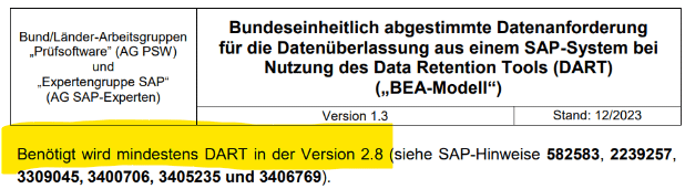 sap-dart-2.8 SAP DART 2.8 wird vorausgesetzt